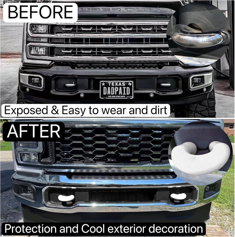 Yinnianets Custom Tow Hook Covers Fits for 2017-2026 Ford Super Duty F250 F350 F450,Tow Hitch Cover Car Tow Hooks Compatible with F250 F350 F450 Accessories 2017-2026 (White) - Image 3